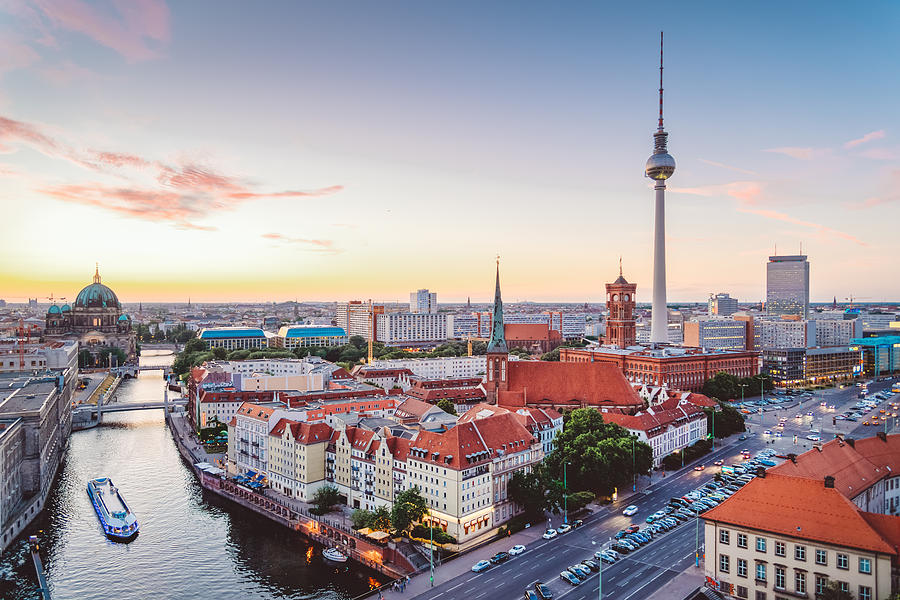 Skyline of Berlin (Germany) with TV Tower at dusk Photograph by Nikada