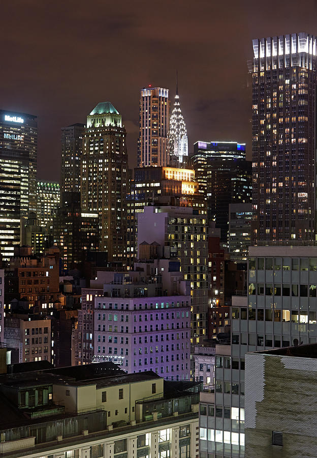 Skyline Of Midtown Manhattan At Night Photograph By Allan Baxter Fine