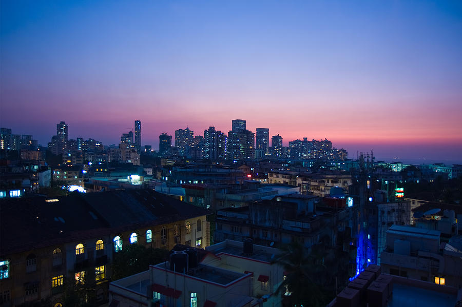 skyline of Mumbai India at night Photograph by Arturbo