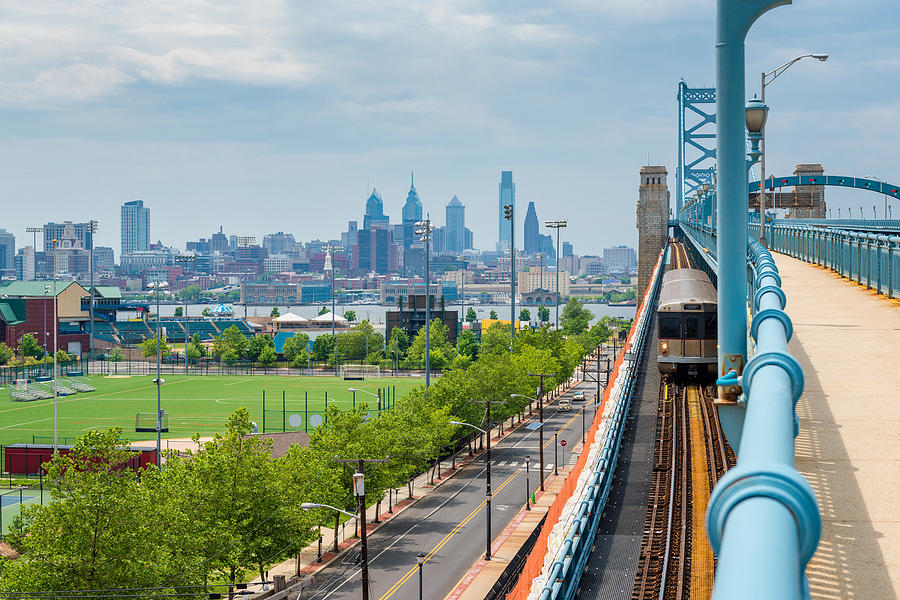 Skyline of Philadelphia seen from Camden New Jersey Photograph by © Allard Schager