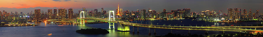 Skyline Of Tokyo With Rainbow Bridge Photograph by Krzysztof Baranowski