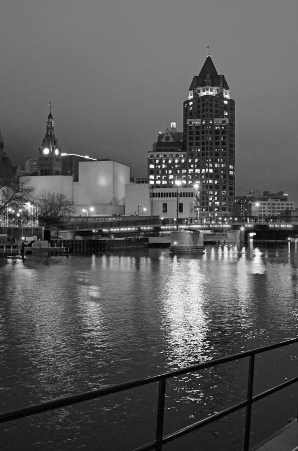 Skyline River View - Black and White Photograph by Susan McMenamin