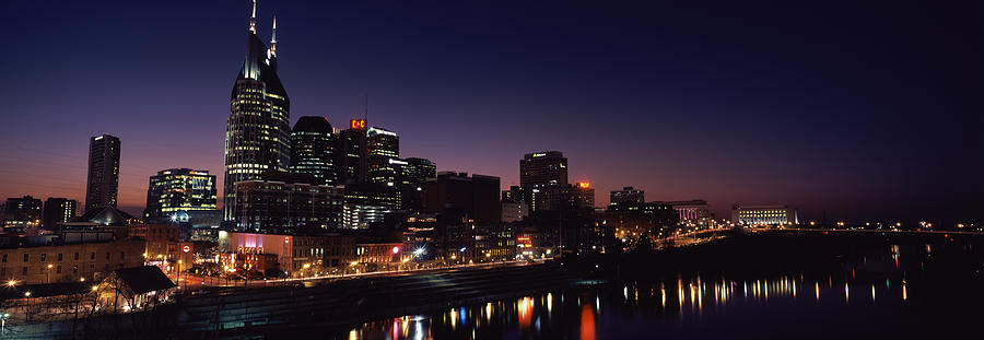 Architecture Photograph - Skylines At Night Along Cumberland by Panoramic Images