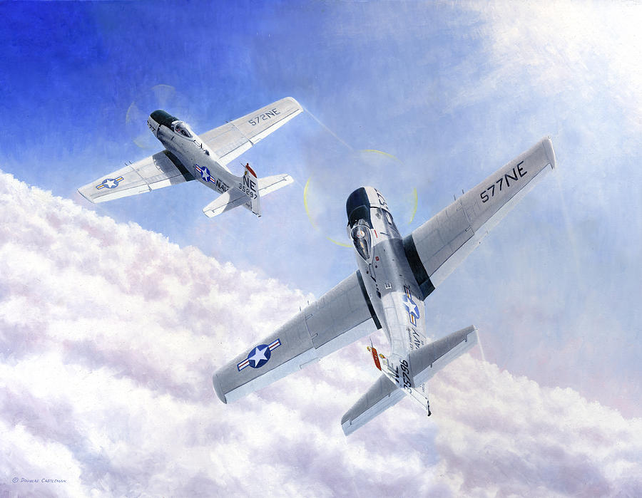 Skyraiders Above the Clouds Painting by Douglas Castleman