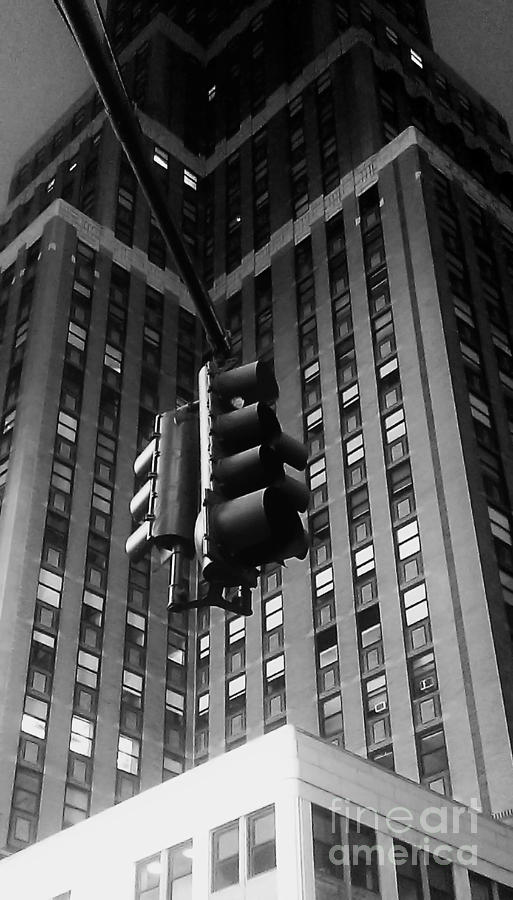 New York City Photograph - Skyscraper Framed Traffic Light by James Aiken