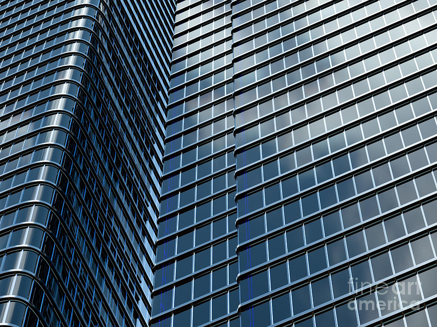 Skyscraper With Blue Windows Digital Art
