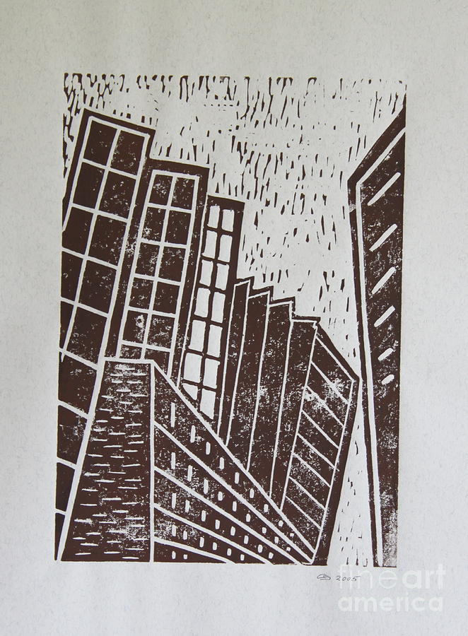 Skyscrapers - Block Print Painting by Christiane Schulze Art And Photography