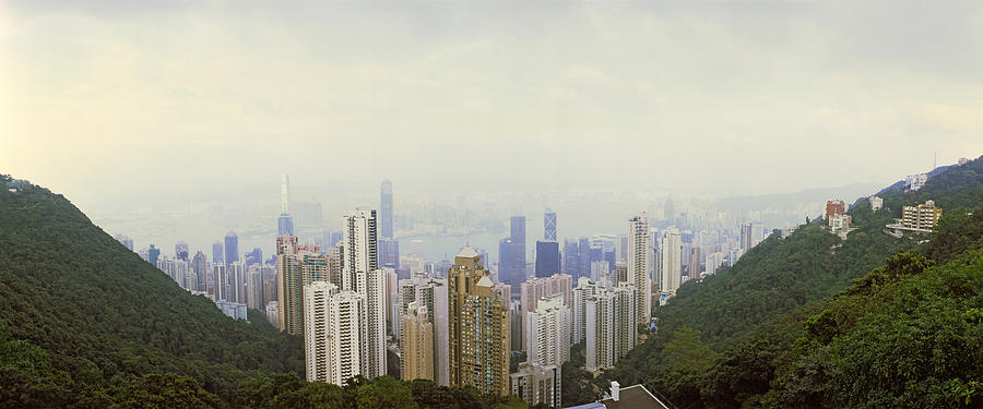 Architecture Photograph - Skyscrapers In A City, Hong Kong, China by Panoramic Images