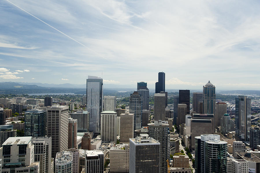 Seattle Photograph - Skyscrapers Of Downtown Seattle, Seattle by Andrew Buchanan/SLP
