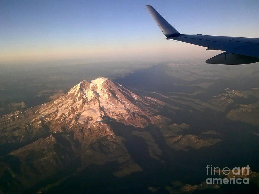 Sunset Photograph - Skyview of Mount Ranier at Sunset in Washington by Fern Holm