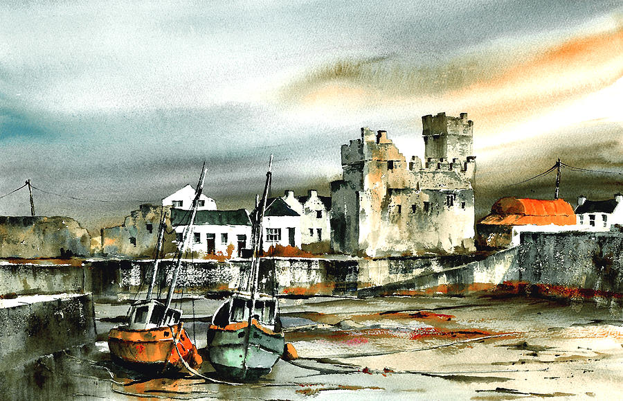 Castle Painting - Slade Harbour Wexford by Val Byrne
