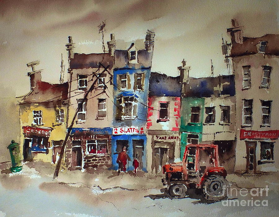 Val Byrne Painting - CLARE.  Slatts in Ennistymon by Val Byrne