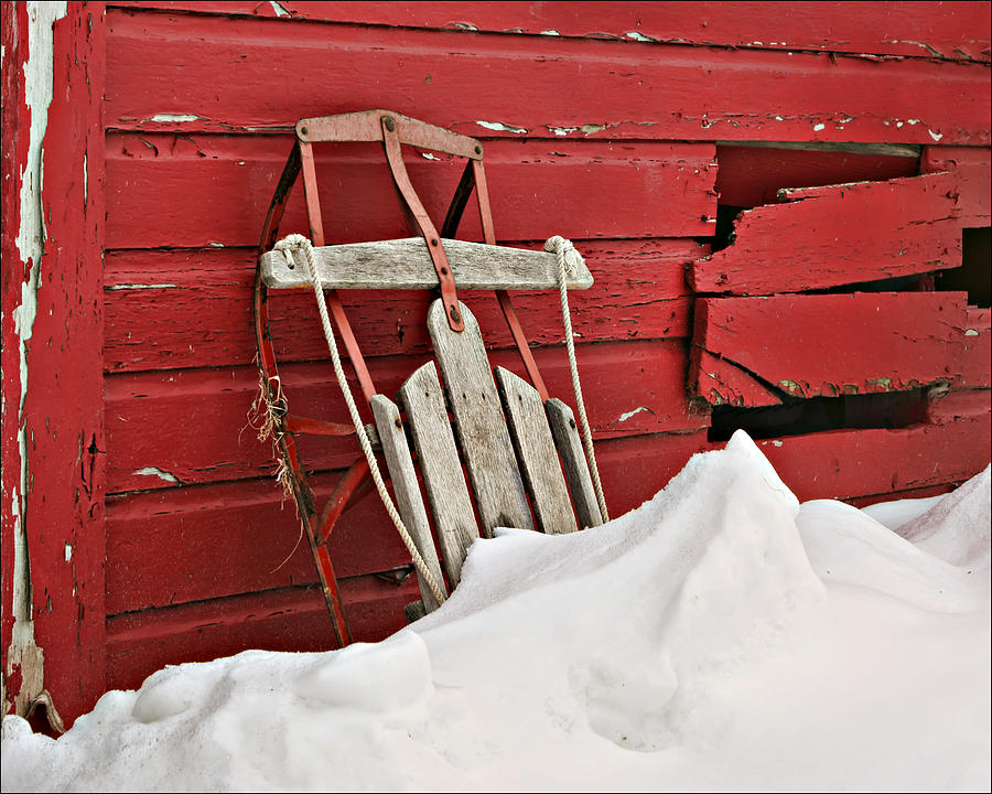 Sled on Red Photograph by Nikolyn McDonald