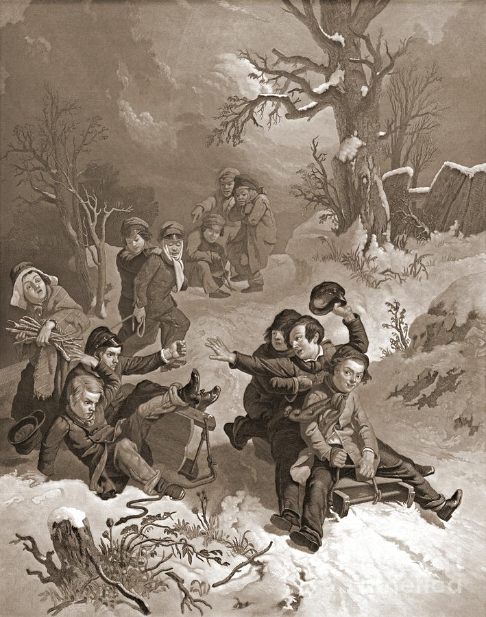 Winter Photograph - Sledding 1854 by Padre Art