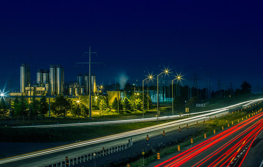 Guelph Ontario Canada Sleeman Brewery at night Photograph by Nick Mares