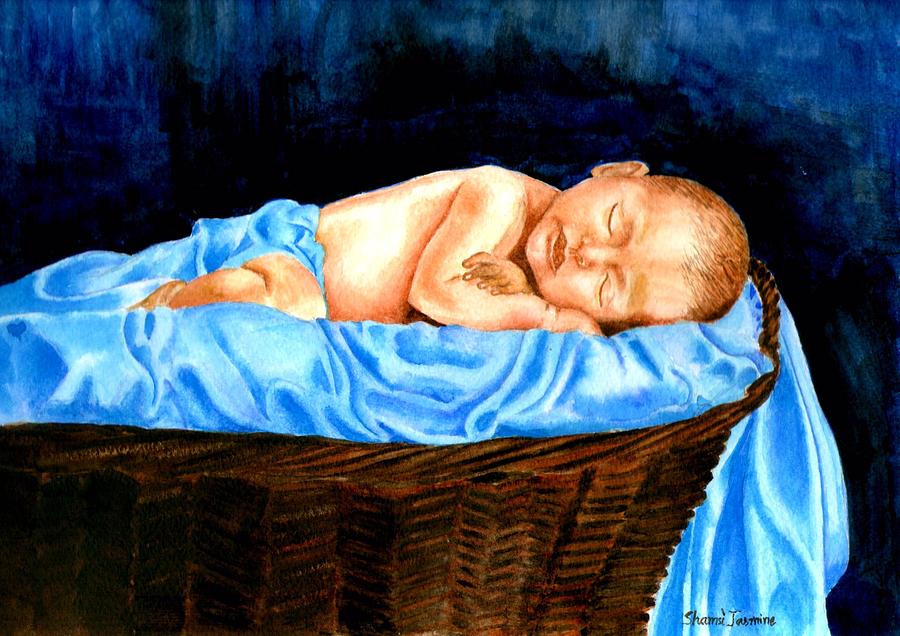 Sleeping baby Painting by Shamsi Jasmine