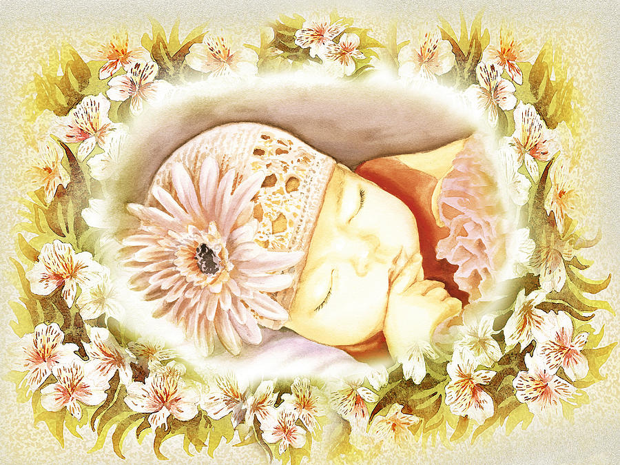 Sleeping Baby Vintage Dreams Painting by Irina Sztukowski