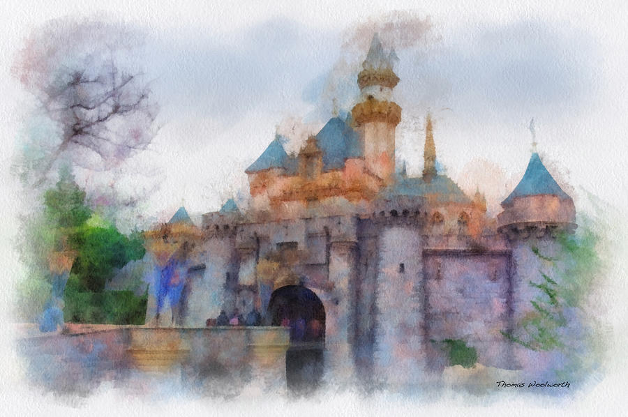 Castle Photograph - Sleeping Beauty Castle Disneyland Side View Photo Art 01 by Thomas Woolworth