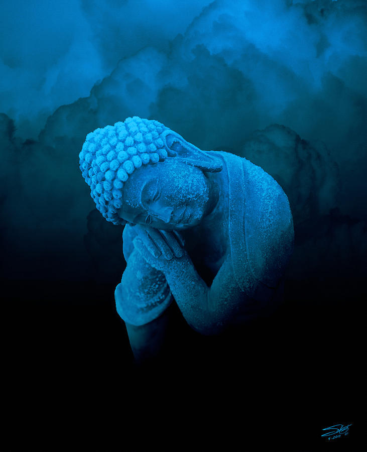 Sleeping Blue Buddha Digital Art by M Spadecaller