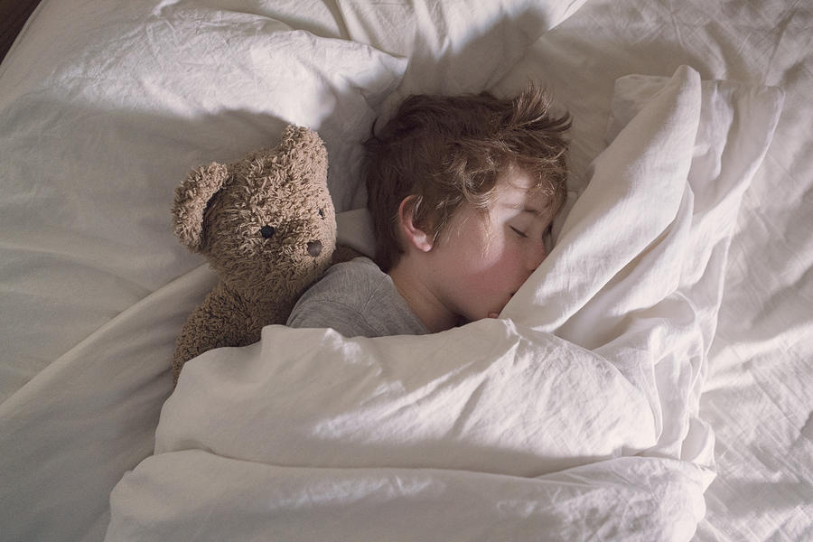 Sleeping boy with teddy bear Photograph by Christopher Hopefitch