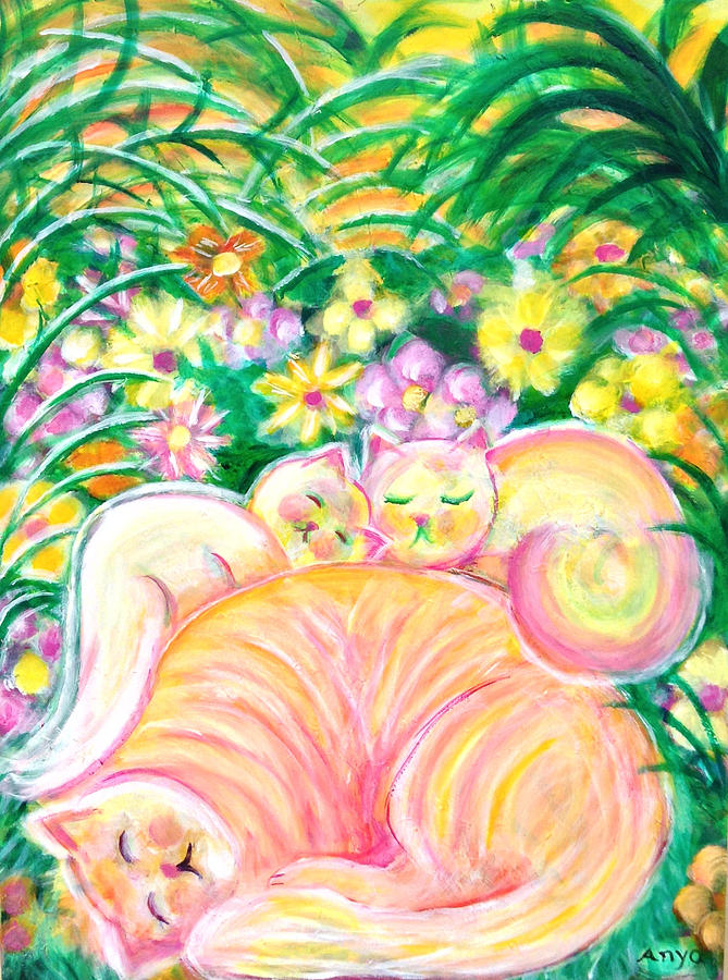 Sleeping Cats Painting by Anya Heller