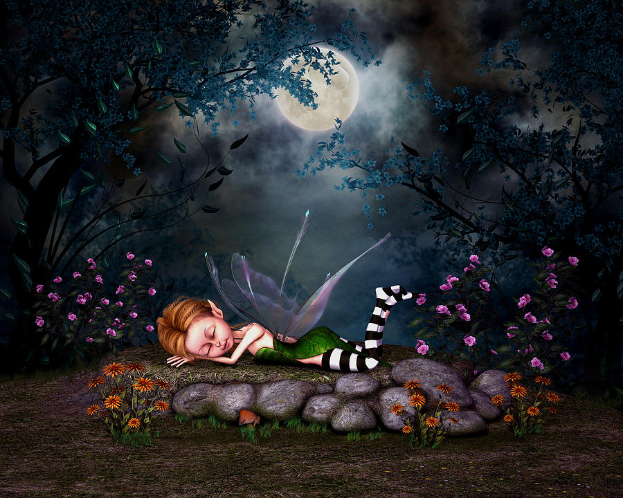 Sleeping Forest Fairy Digital Art by John Junek