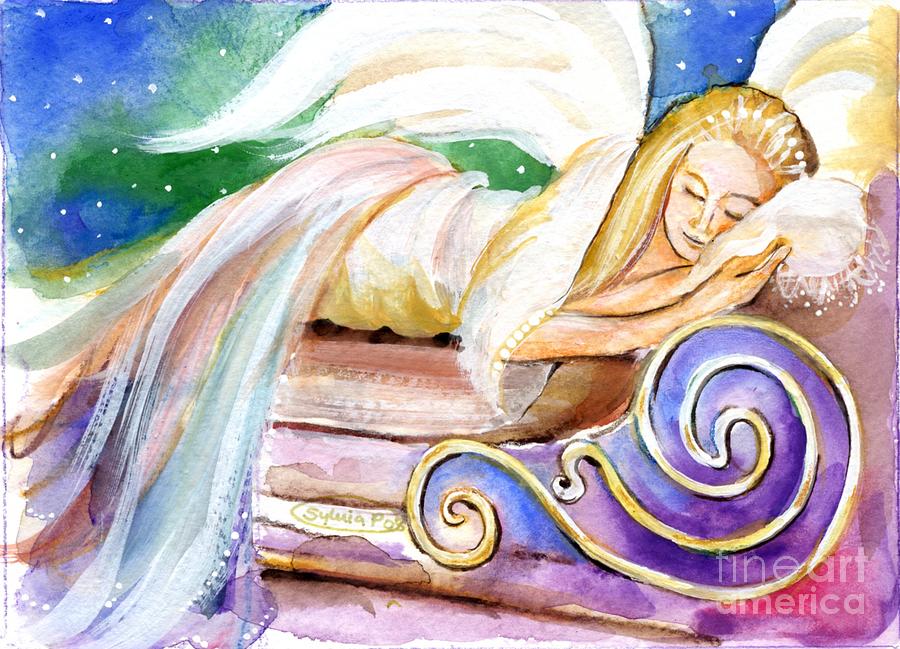 Sleeping Guardian Angel Painting By Follow Themoonart Fine Art America