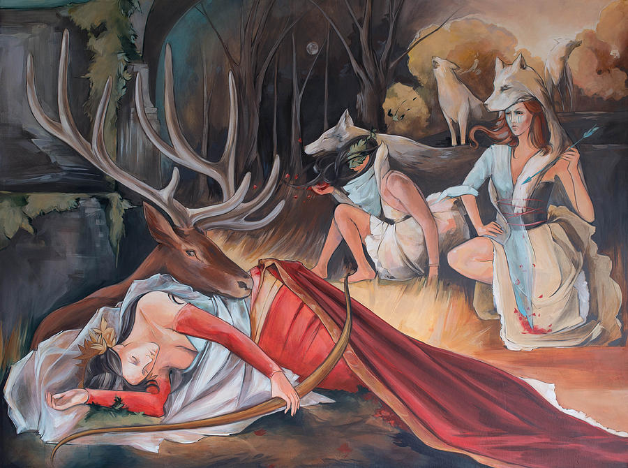Sleeping Huntress Loses her Quarry Painting by Jacqueline Hudson
