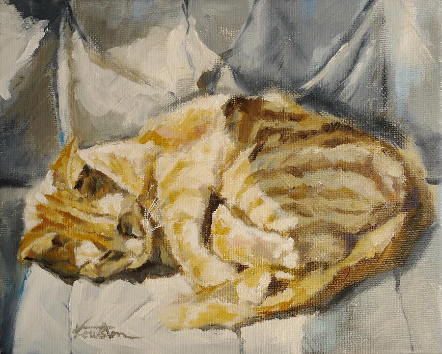 Cat Painting - Sleeping in the sun by Veronica Coulston