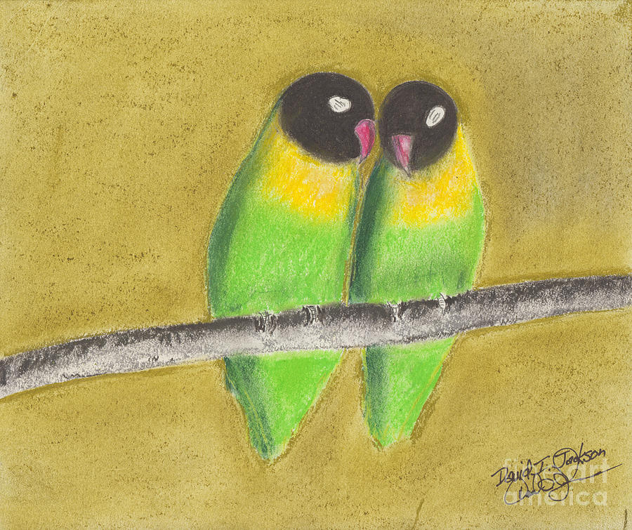 Sleeping Love Birds Pastel by David Jackson