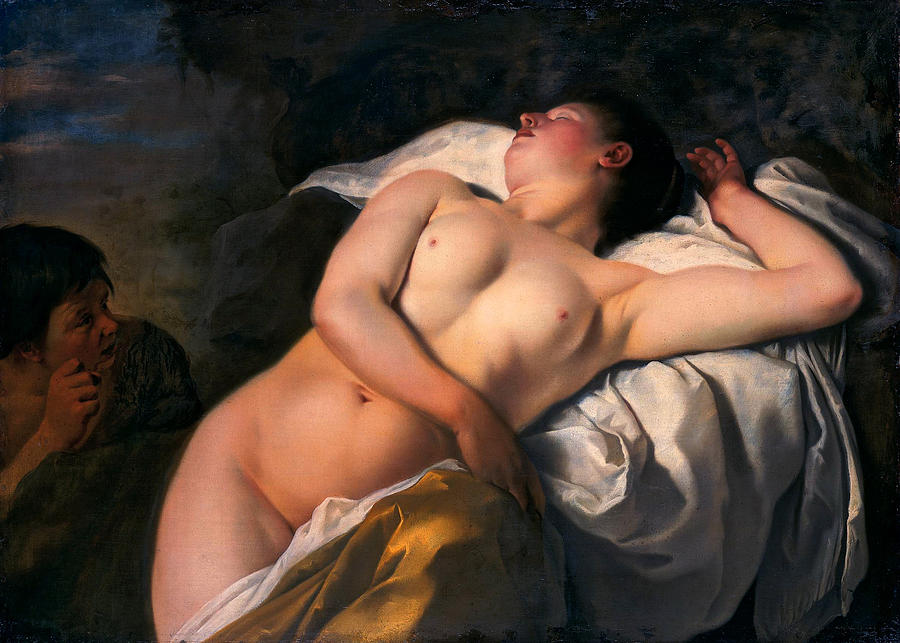 Sleeping Nymph and Shepherd Painting by Jan Gerritsz van Bronckhorst