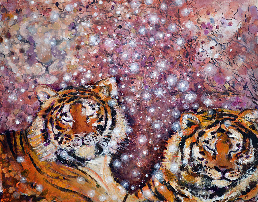 Sleeping Tigers Dream Such Sweet Dreams Kitties in Heaven Painting by Ashleigh Dyan Bayer