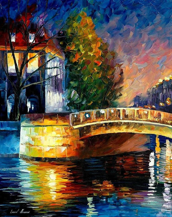 Sleepy Bridge Palette Knife Oil Painting On Canvas By Leonid Afremov