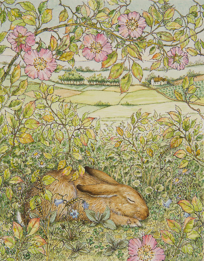 Sleepy Bunny Painting by Lynn Bywaters