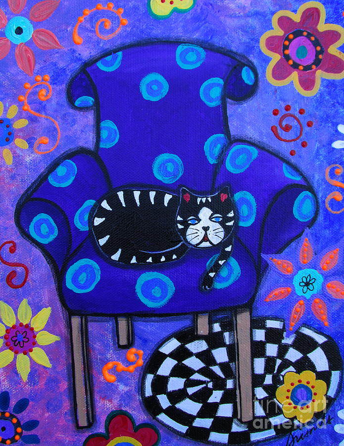 Sleepy Cat Painting by Pristine Cartera Turkus