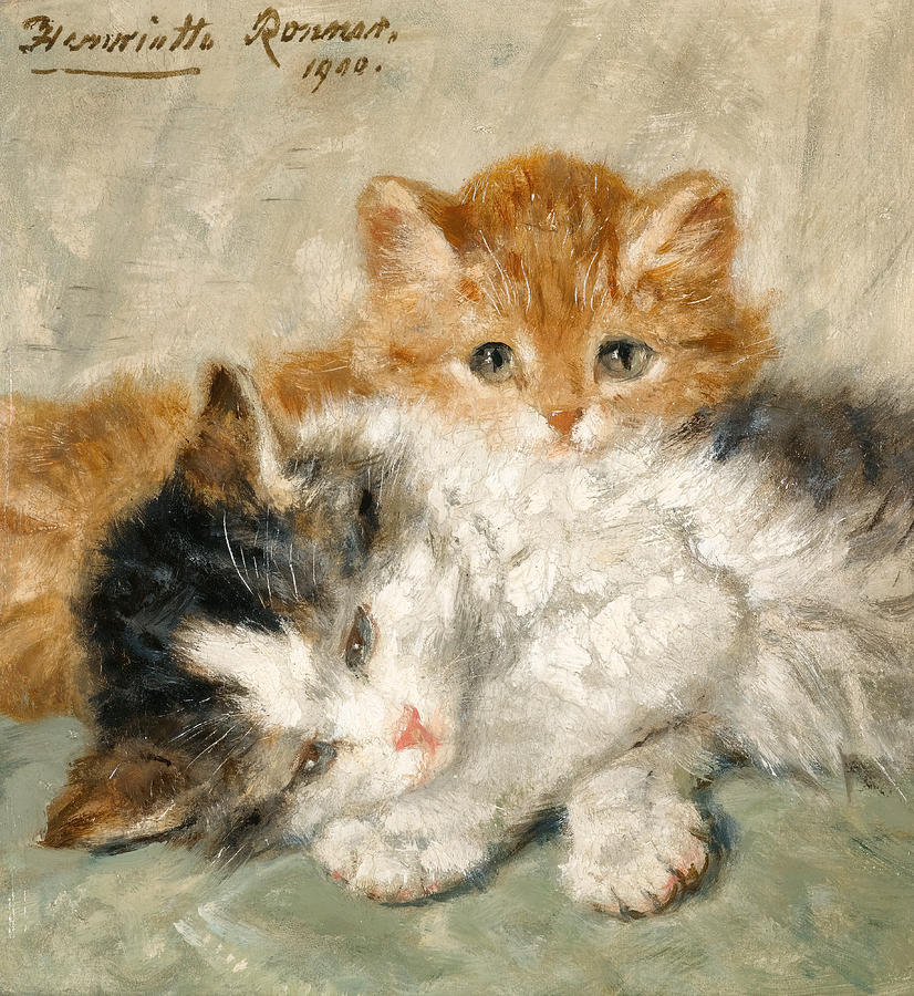 Sleepy Kittens Painting by Henriette Ronner-Knip