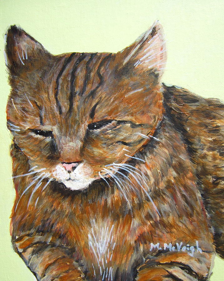 Cat Painting - Sleepy Kitty by Marita McVeigh
