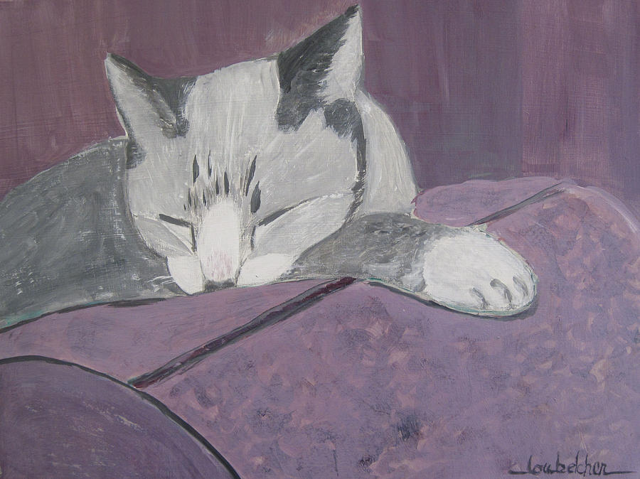 Cat Painting - Sleepy by Lou Belcher