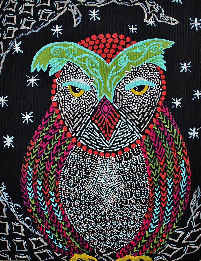 Sleepy Owl Painting by Kelly Nicodemus-Miller