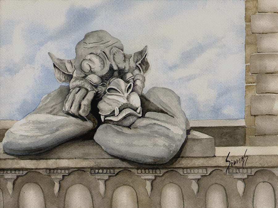 Gargoyle Painting - Sleepy by Sam Sidders