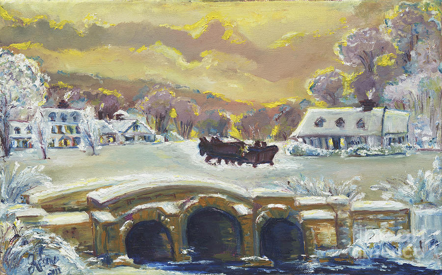Sleigh Ride By The Creek Painting by Helena Bebirian