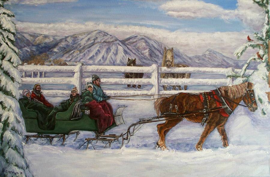 Christmas Painting - Sleigh Ride by Cathy McGregor