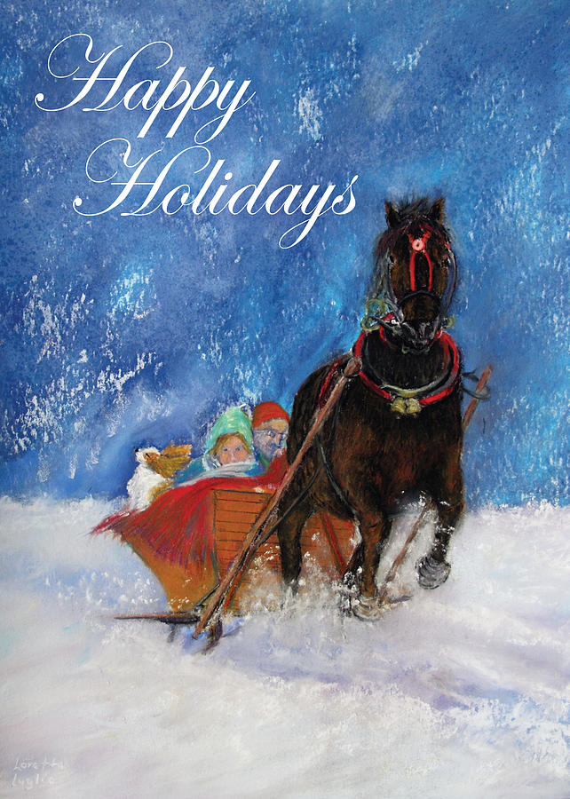 Sleigh Ride Holiday Card Painting by Loretta Luglio