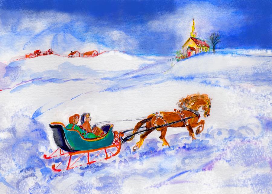 Sleigh ride Painting by Mary Armstrong
