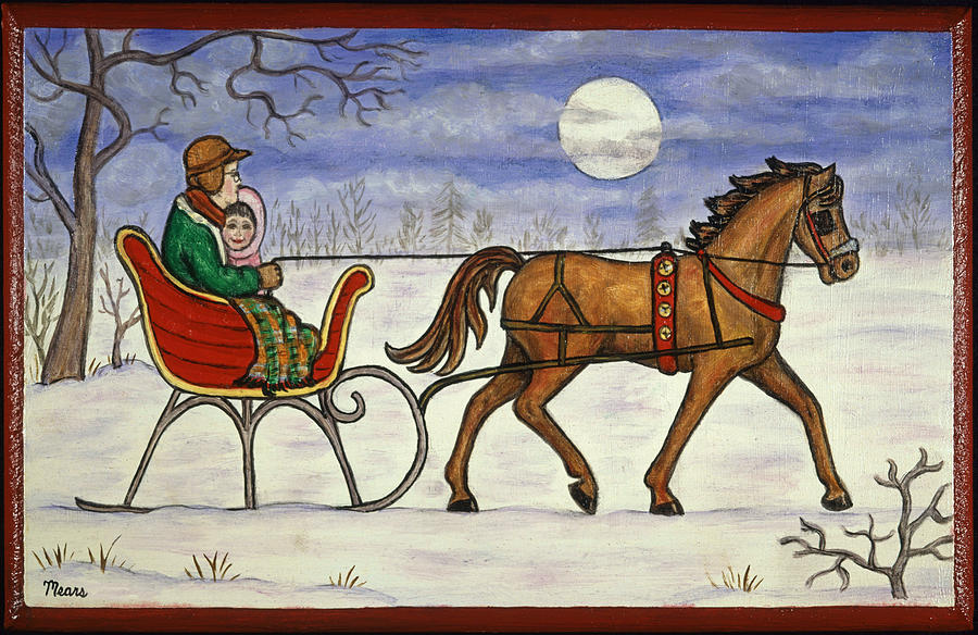 Sleigh Ride With Grandpa Painting by Linda Mears