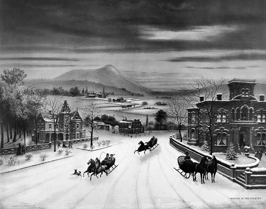 Sleighing, 19th Century Painting by Granger