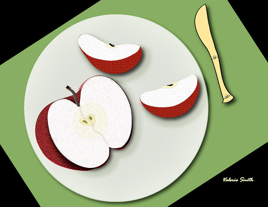 Sliced Apple Digital Art - Sliced Apple Gold by Valerie Smith