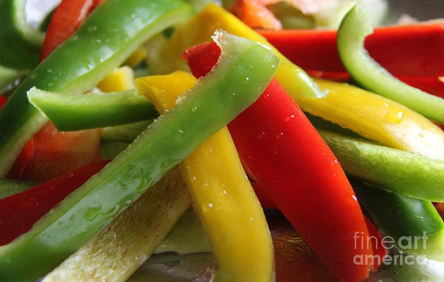 Sliced colorful bell peppers Photograph by Yumi Johnson