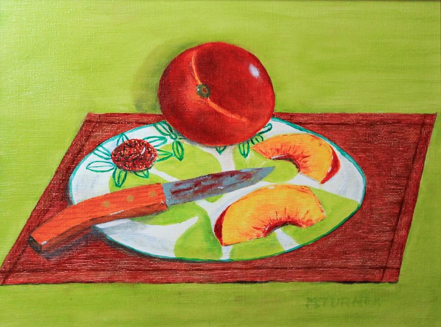 Sliced Peach Painting by Melvin Turner