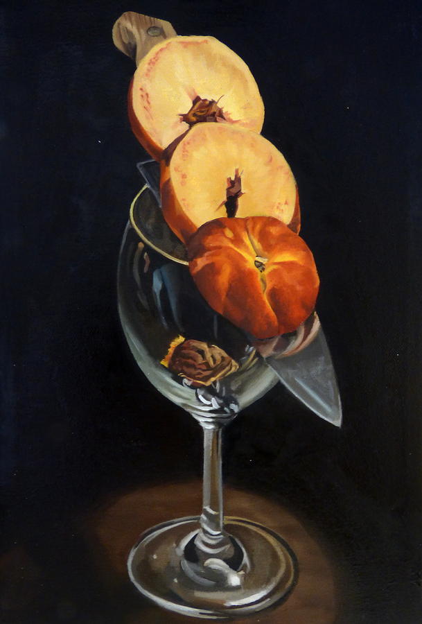 Wine Painting - Sliced Peach by Rick Liebenow